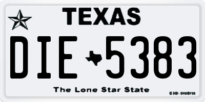 TX license plate DIE5383