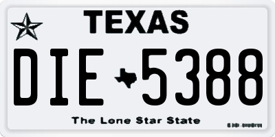 TX license plate DIE5388
