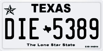 TX license plate DIE5389
