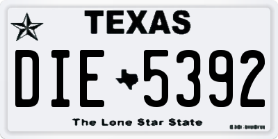 TX license plate DIE5392