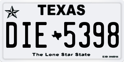 TX license plate DIE5398