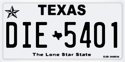 TX license plate DIE5401