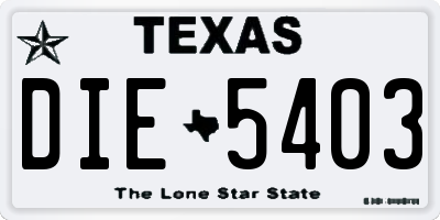 TX license plate DIE5403