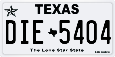 TX license plate DIE5404