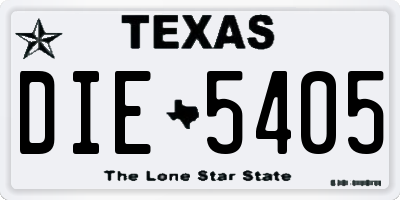 TX license plate DIE5405
