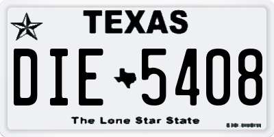 TX license plate DIE5408