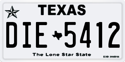 TX license plate DIE5412