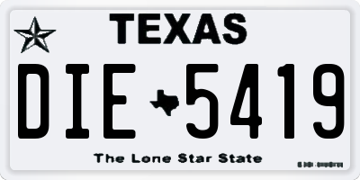 TX license plate DIE5419
