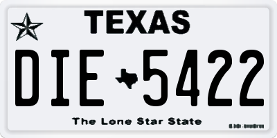TX license plate DIE5422