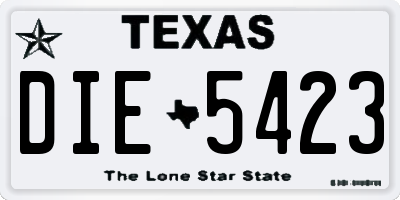 TX license plate DIE5423