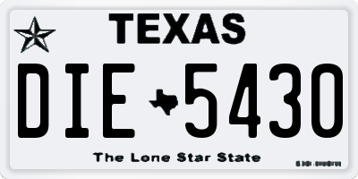 TX license plate DIE5430