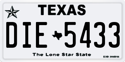 TX license plate DIE5433