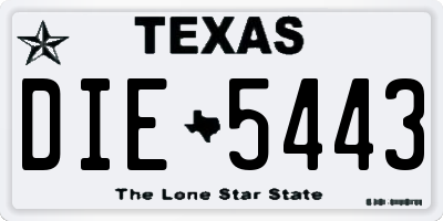 TX license plate DIE5443