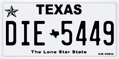 TX license plate DIE5449