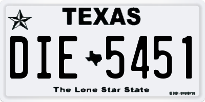 TX license plate DIE5451