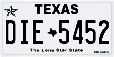 TX license plate DIE5452