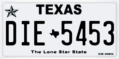 TX license plate DIE5453