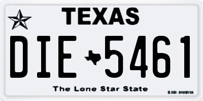 TX license plate DIE5461