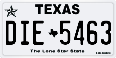 TX license plate DIE5463