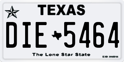 TX license plate DIE5464