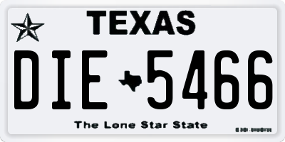 TX license plate DIE5466