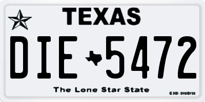 TX license plate DIE5472
