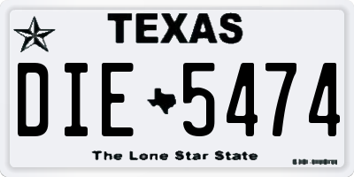 TX license plate DIE5474