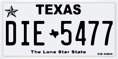TX license plate DIE5477