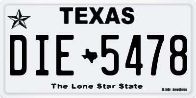 TX license plate DIE5478