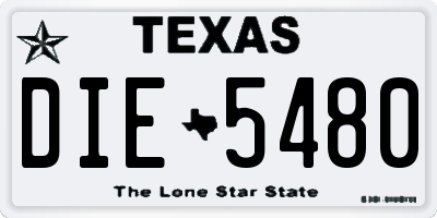 TX license plate DIE5480
