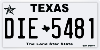 TX license plate DIE5481