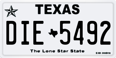 TX license plate DIE5492