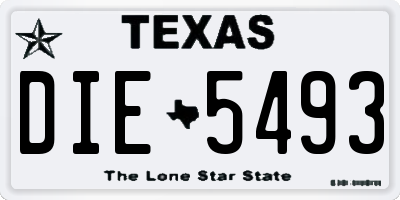 TX license plate DIE5493