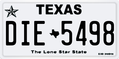 TX license plate DIE5498