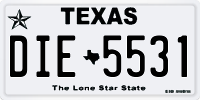 TX license plate DIE5531