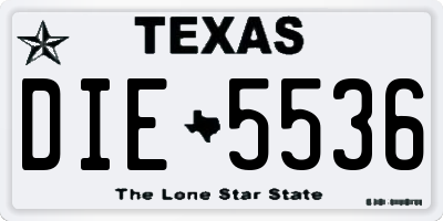 TX license plate DIE5536