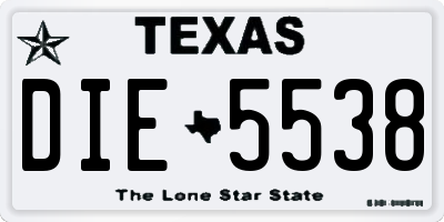 TX license plate DIE5538