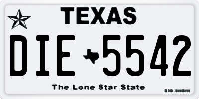 TX license plate DIE5542