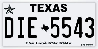 TX license plate DIE5543