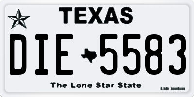 TX license plate DIE5583