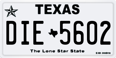 TX license plate DIE5602