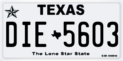 TX license plate DIE5603