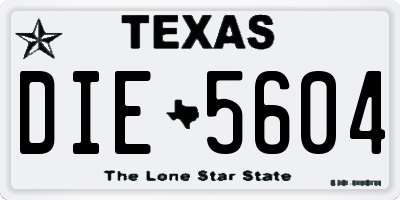 TX license plate DIE5604