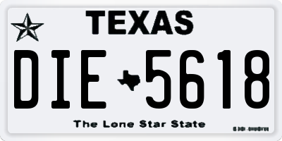 TX license plate DIE5618