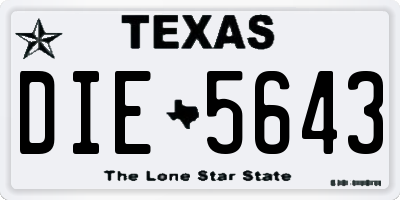 TX license plate DIE5643