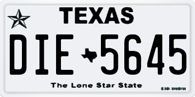 TX license plate DIE5645