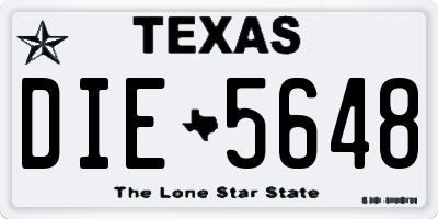 TX license plate DIE5648