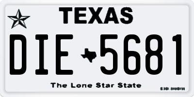TX license plate DIE5681