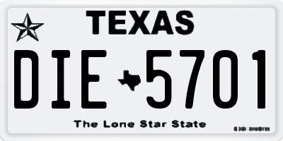 TX license plate DIE5701