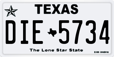 TX license plate DIE5734